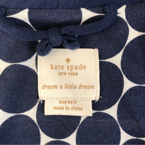 Kate Spade Blue Polka Dot Cotton Tie Front Robe size S - Picture 4 of 15